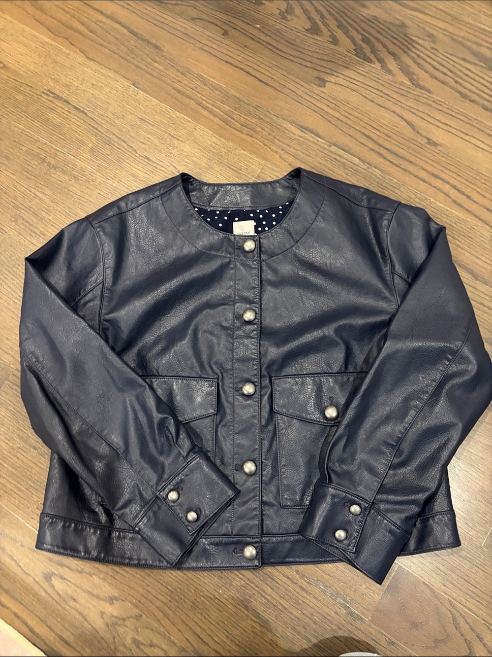 Maeve Collarless Vegan Leather Jacket sold at Anthropologie - Picture 5 of 10